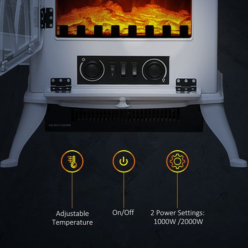 Freestanding Fireplace Flame Effect Electric Heater Log Burning