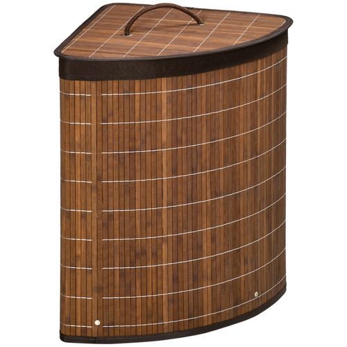 55L Bamboo Corner Laundry Hamper Bamboo Laundry Basket Brown