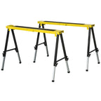 2PCS Saw Horse Twin Pack Folding Workbench Adjustable Metal Trestle Stands with Non-Slip EVA Surface for Sawing Work Max Load 100kg