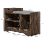Upholstered Entryway Shoe Bench with Storage Drawer Open Shelf Brown