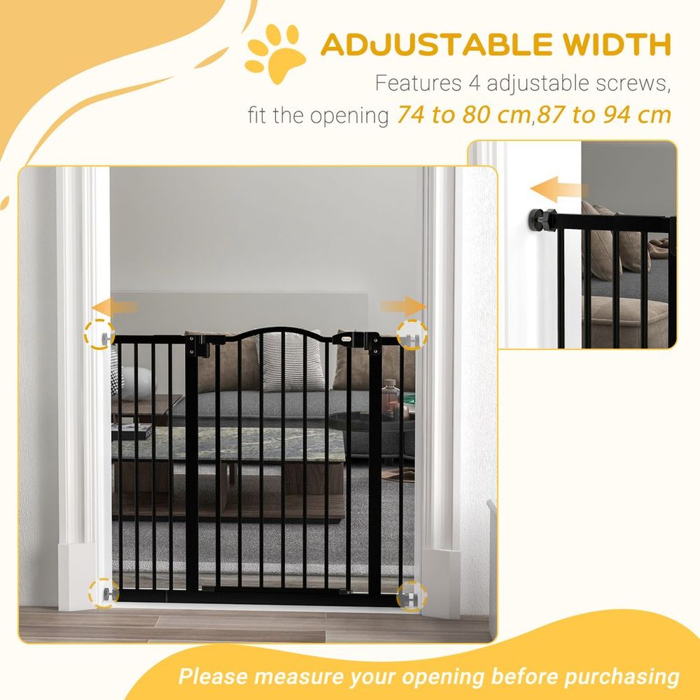Adjustable Metal Pet Gate - Auto-Close, Black