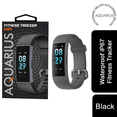 Waterproof Bluetooth Fitness Tracker with Heart Rate Monitor and Step Counter - Black