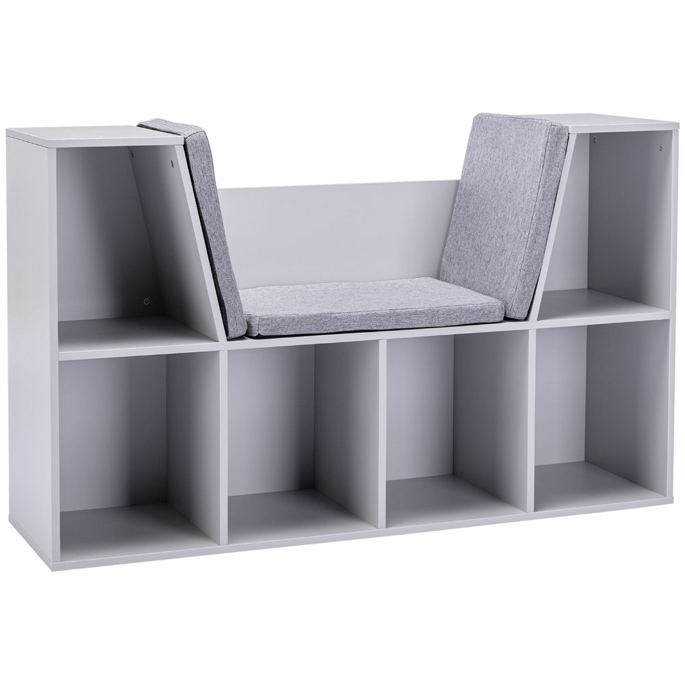 Kids Bookcase Shelf Storage Cabinet Unit, Living Room Sideboard w/Six Compartments for Toys, Books - Grey