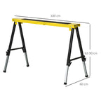 2PCS Saw Horse Twin Pack Folding Workbench Adjustable Metal Trestle Stands with Non-Slip EVA Surface for Sawing Work Max Load 100kg