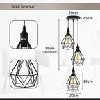 3 Head pendant Industrial Ceiling Light Fitting, Metal Vintage Lamp shade