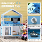 Kids Mud Kitchen, Outdoor Play Kitchen for Boys Girls, Blue