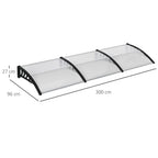 Front Door Canopy, Outdoor Awning, 300 x 100cm Rain Shelter Clear 300x100