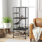 Premium 136cm Rolling Small Animal Cage - 3 Doors, Storage Shelf, Ideal for Ferrets & More!