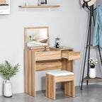 Dressing Table Set with Padded Stool - Stylish, Multi-Purpose, Mirror, Storage, Comfortable