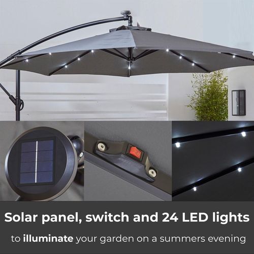 Neo 3M Grey Outdoor Freestanding Parasol with Led Lights
