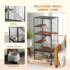 Premium 136cm Rolling Small Animal Cage - 3 Doors, Storage Shelf, Ideal for Ferrets & More!