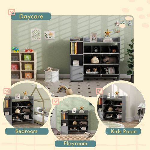 Toy Storage Unit with 8 Removable Bins, Storage Shelves, Cabinet