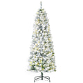 Artificial Snow Flocked Christmas Tree - 6ft Prelit Green White - Warm LED Lights