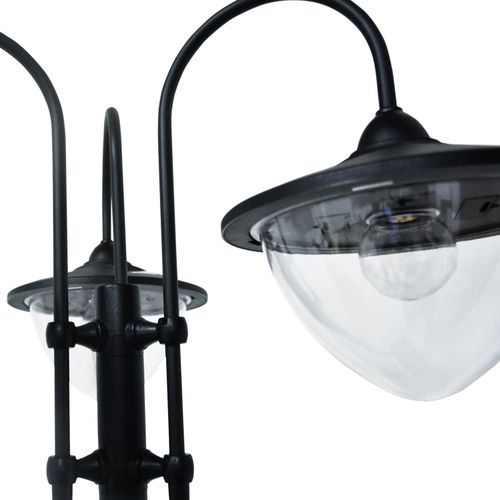 3-head LED Solar Light Lamp Street Light Post with Planter Base, Black