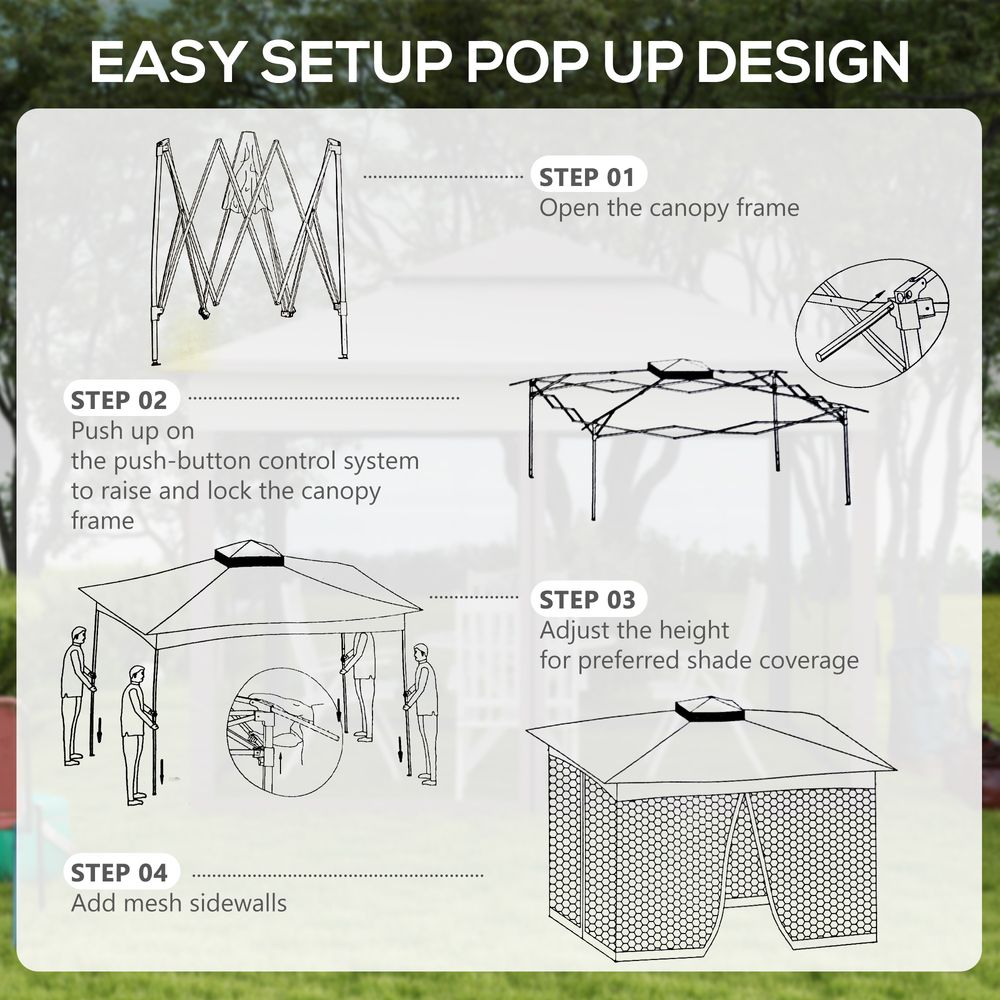 Garden Folding Tent Heavy Duty Pop Up Gazebo for Party - Light Grey