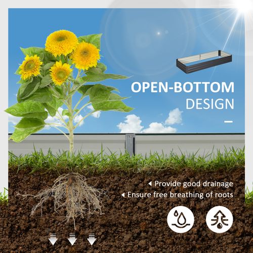 Galvanised Raised Garden Bed Metal Planter Box with Open Bottom, Grey