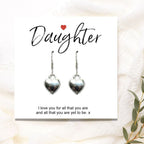 Daughter Gift Card with Heart Earrings