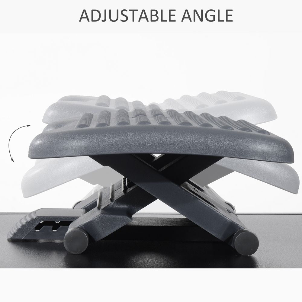 Adjustable Massage Footrest - 3 Position Tilting & Comfort - Home Office Black