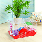 Portable 2 Storey Hamster Cage Small Pet Animal Cage Double Layers w/Exercise Wheel Water Bottle Dishes