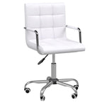 Stylish PU Leather Home Office Chair: High Back, Swivel, Armrest, White