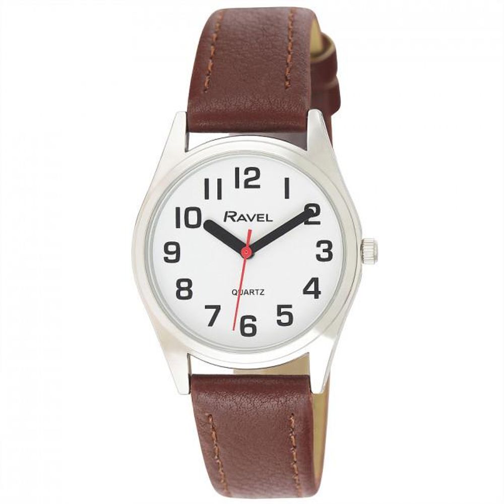 Women's Classic Strap Watch - Bold Dial, Faux Leather, Brown/Silver