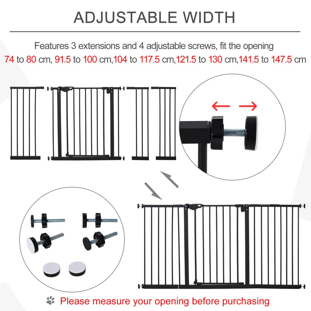 Pet Gate 3 Extensions & Adjustable Screws - Safe & Easy Assembly