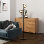 Modern Floor Lamp with Glass Global Shade, 3 Light, for Living Room