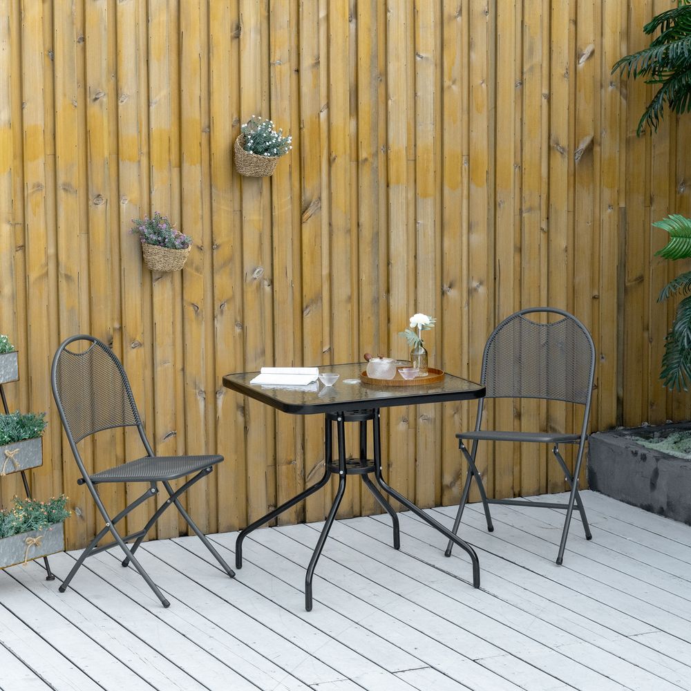 Square Patio Table - Tempered Glass Top, Garden Dining - 76 x 76cm
