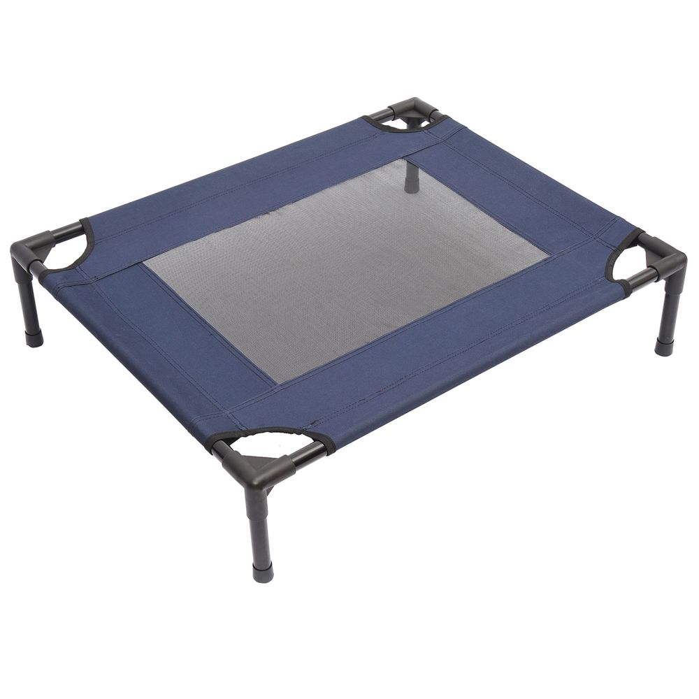 Dog Cat Puppy Pet Elevated Raised Cot Bed Portable Camping Basket - Blue (Medium)