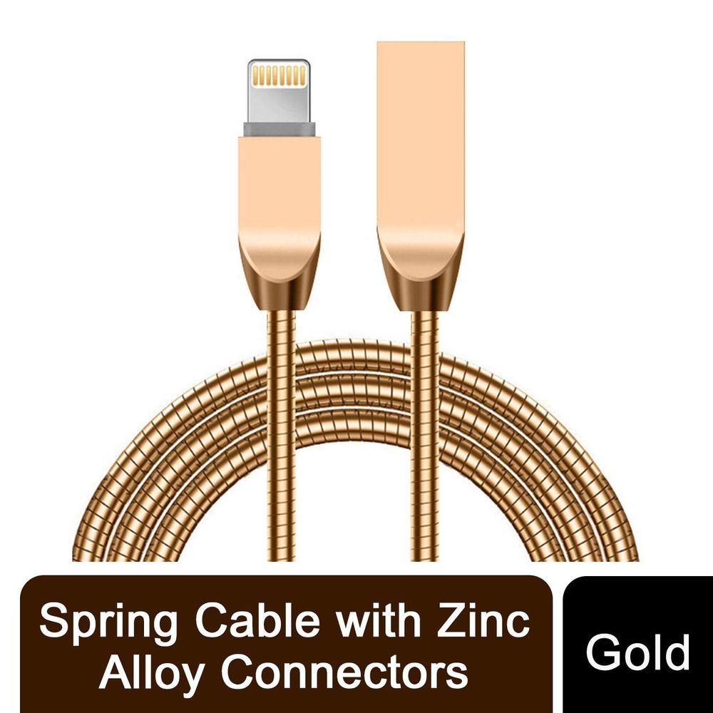 Durability Gold Spring Cable with Zinc Alloy Connectors