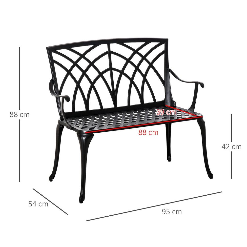 2-Seater Cast Aluminium Garden Bench Loveseat: Ergonomic & Stylish