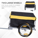 Steel Bike Cargo Trailer - Secure Storage Cart, Bright Yellow Design