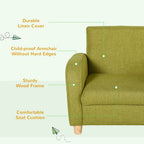 Child Armchair Wood Frame with Padding Seat Low-Rise Bedroom