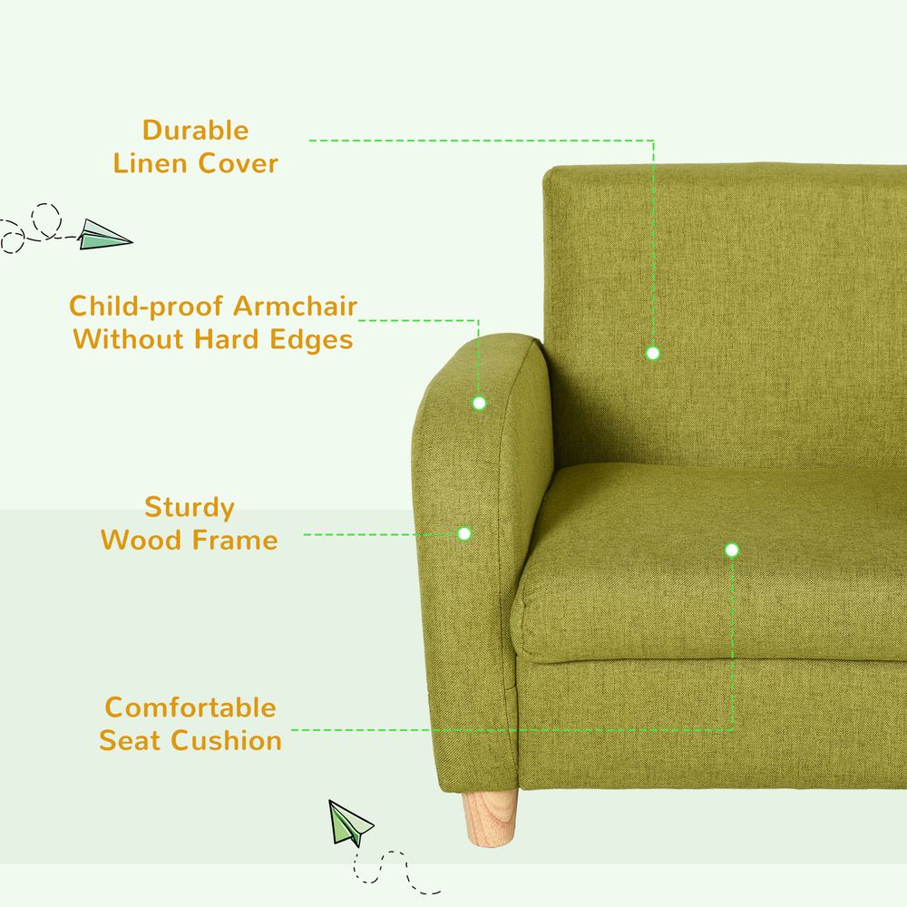 Child Armchair Wood Frame with Padding Seat Low-Rise Bedroom