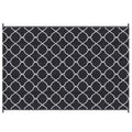 182x274cm Reversible Waterproof Outdoor Rug w/ Carry Bag - Ideal for Camping, Picnics, Festivals - Durable & Water-Resistant - Black