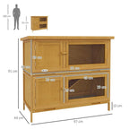 Double Decker Rabbit Hutch Bunny Cage Pet House Outdoor with Tray, Yellow