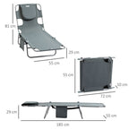 Portable Adjustable Beach Chaise Lounge with Face Cavity - Grey