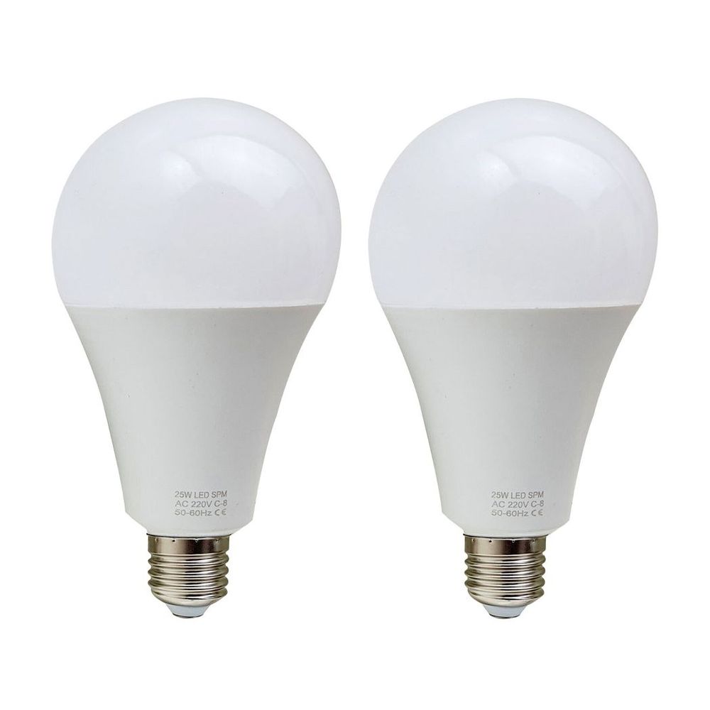 E27 25W Energy Saving Warm White LED Light Bulbs A60 E27 Screw-in non dimmable bulbs with Features Detail Pack 2