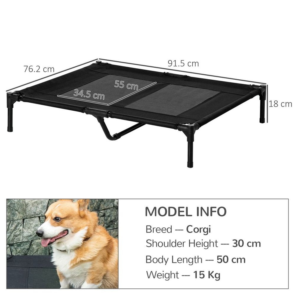 Large Pet Cot Portable Dog Cat Sleep Bed Elevated Camping Outdoor Black