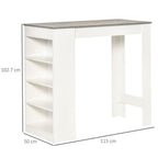 Coffee Table / Bar table - Clean white frame, with wood-effect table top - Grey