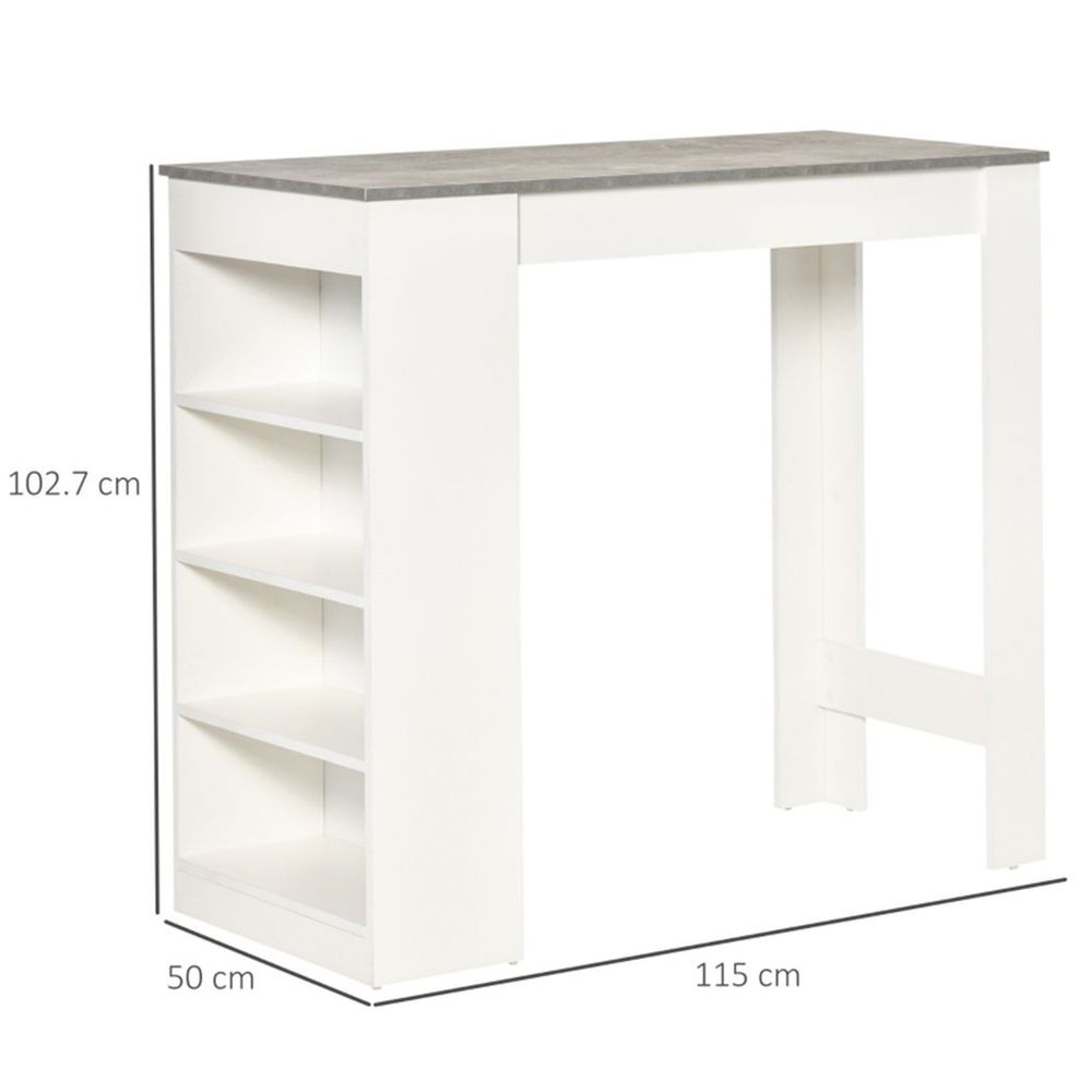 Coffee Table / Bar table - Clean white frame, with wood-effect table top - Grey