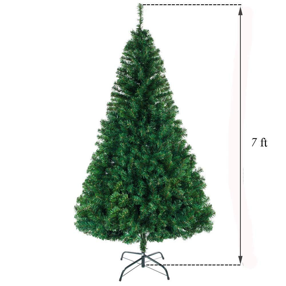 7ft 1100 Branch Christmas Tree - Artificial PVC - Metal Base - Green