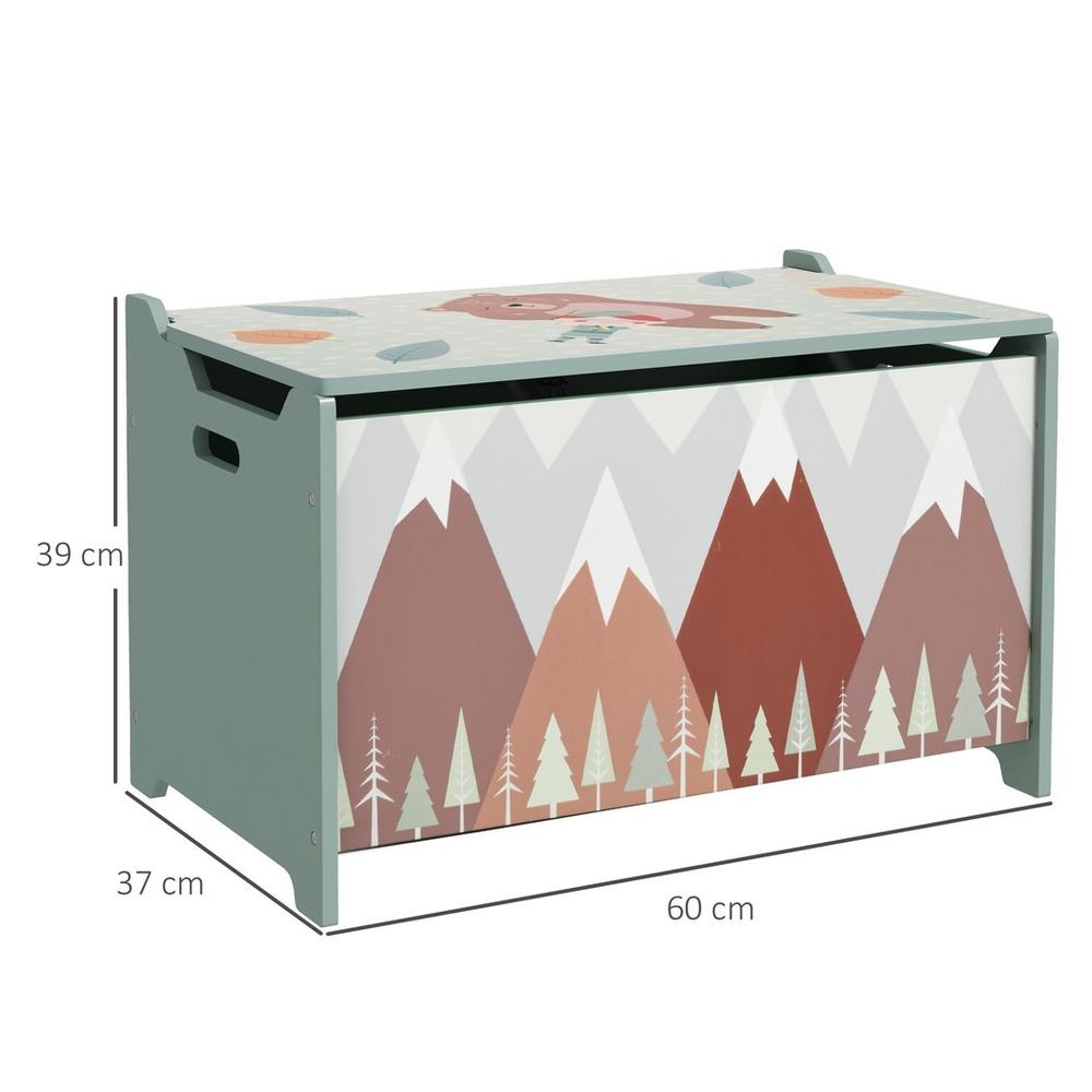 Toy Box, Kids Toy Chest with Lid, Safety Hinge - Green