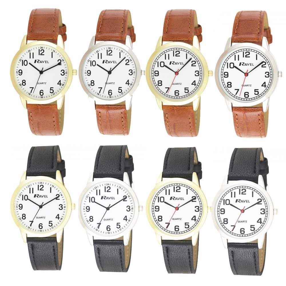 Men's Classic Leather Strap Watch - Quality Quartz Movement, Easy Read Arabic Dial