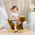 Kids Rocking Horse, Plush Baby Rocking Chair with Safety Harness & Sounds