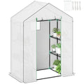 Walk-in Greenhouse with 4 Shelves, Outdoor Small Greenhouse, White