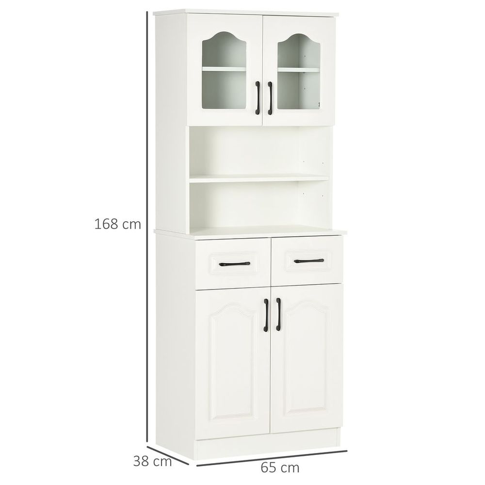 168cm Kitchen Cupboard Storage Cabinet - Shelves & Drawers - White
