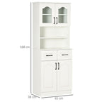 168cm Kitchen Cupboard Storage Cabinet - Shelves & Drawers - White