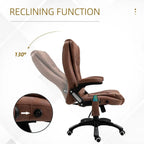 Reclining Chair w/ Heating Massage Points Relaxing Headrest Brown - Executive