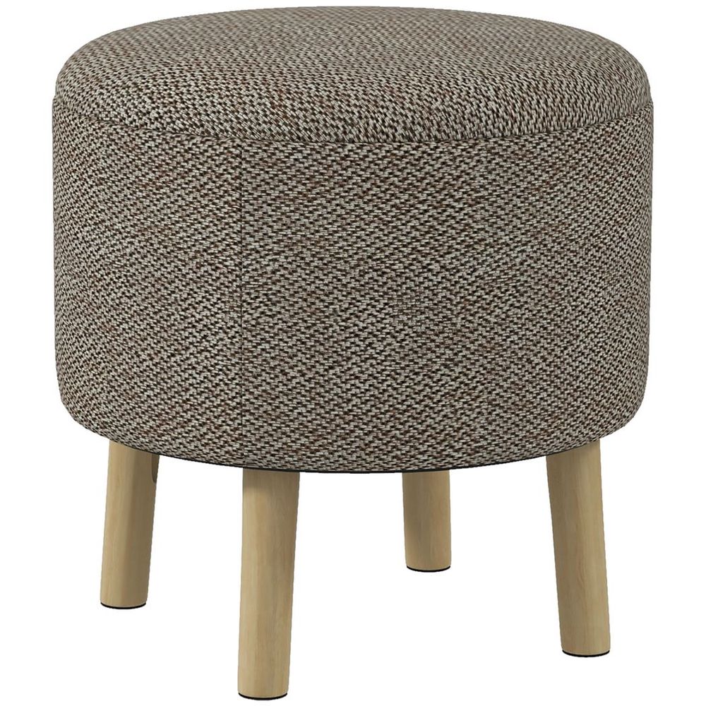 Storage Ottoman, Round Stool Chair with Cushioned Top, Hidden Space